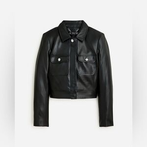 NWT Cropped faux-leather jacket with jewel buttons